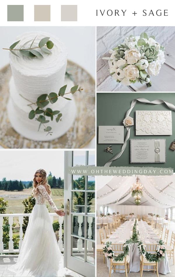 ivory and saga green wedding color ideas