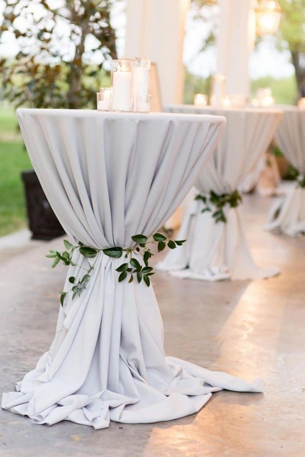 light grey wedding cocktail table
