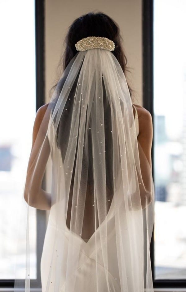 Women Wedding Dress Veil Two Layers Tulle Ribbon Edge Bridal Veils