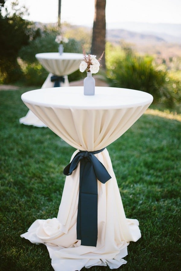 navy and ivory wedding cocktail table decoration ideas