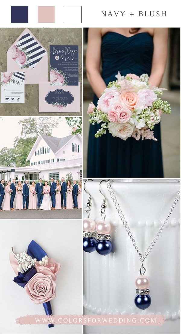 navy blue and blush pink wedding color ideas