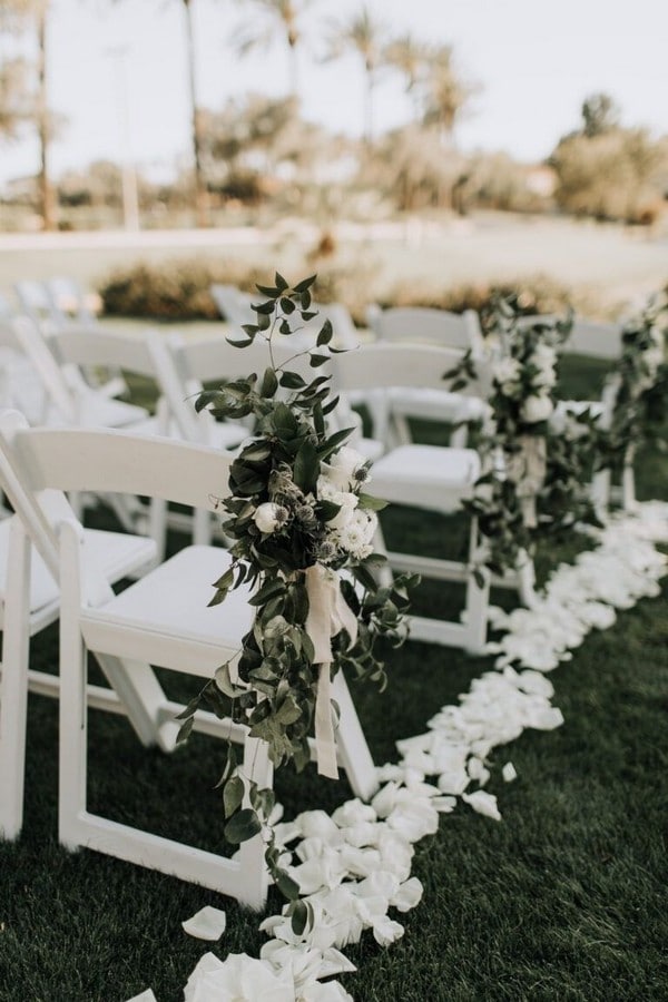 outdoor greenery wedding aisle decoration