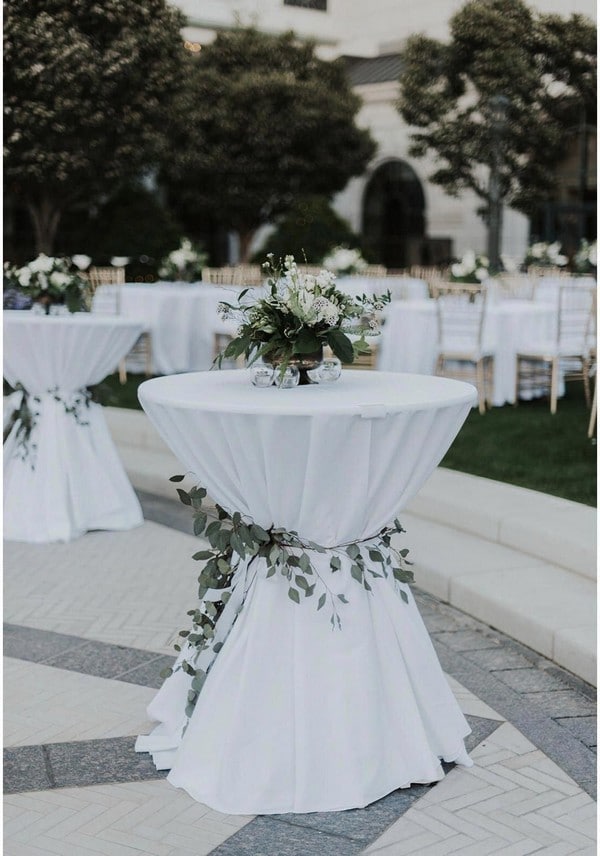 outdoor ivory wedding cocktail table