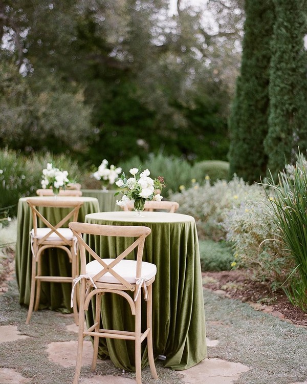 outdoor sage green wedding cocktail table