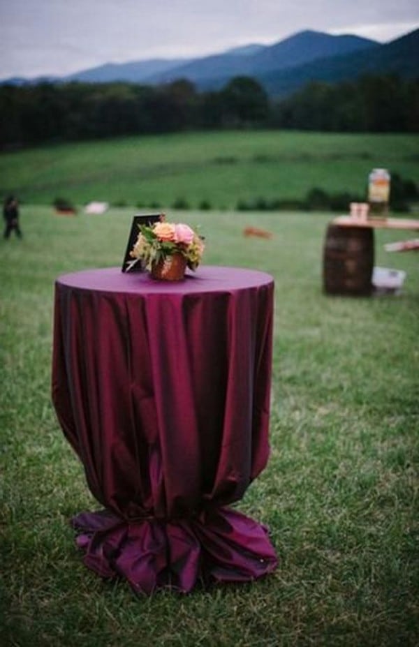 outdoor wine wedding cocktail table