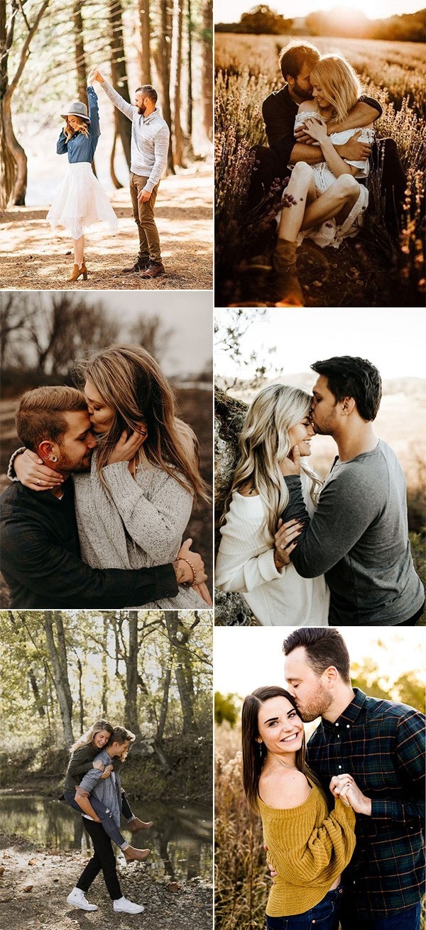 romantic wedding engagement photos for fall