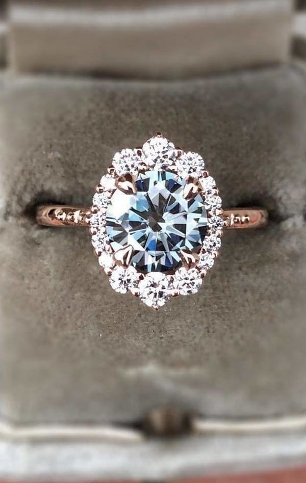 rose gold diamond vintage engagement ring