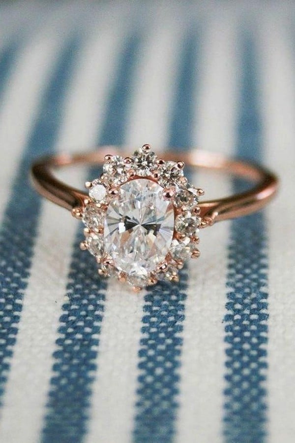 rose gold vintage oval engagement ring