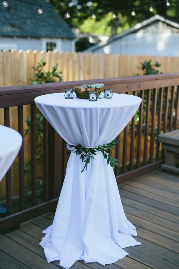 rustic backyard wedding cocktail table ideas