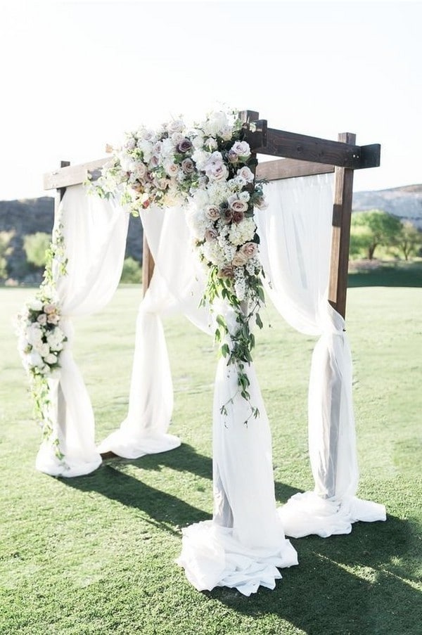 spring white draped fabric wedding backdrop