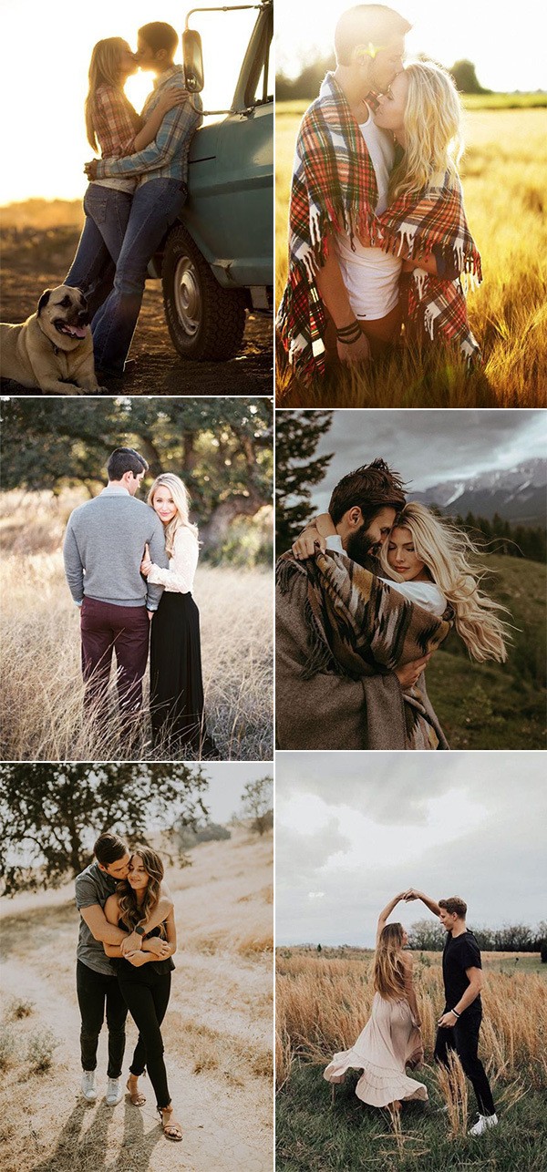 sweet fall wedding engagement photo poses