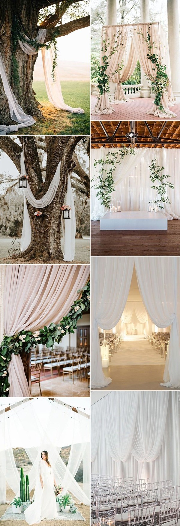 trending wedding ceremony decoration ideas with draped fabric