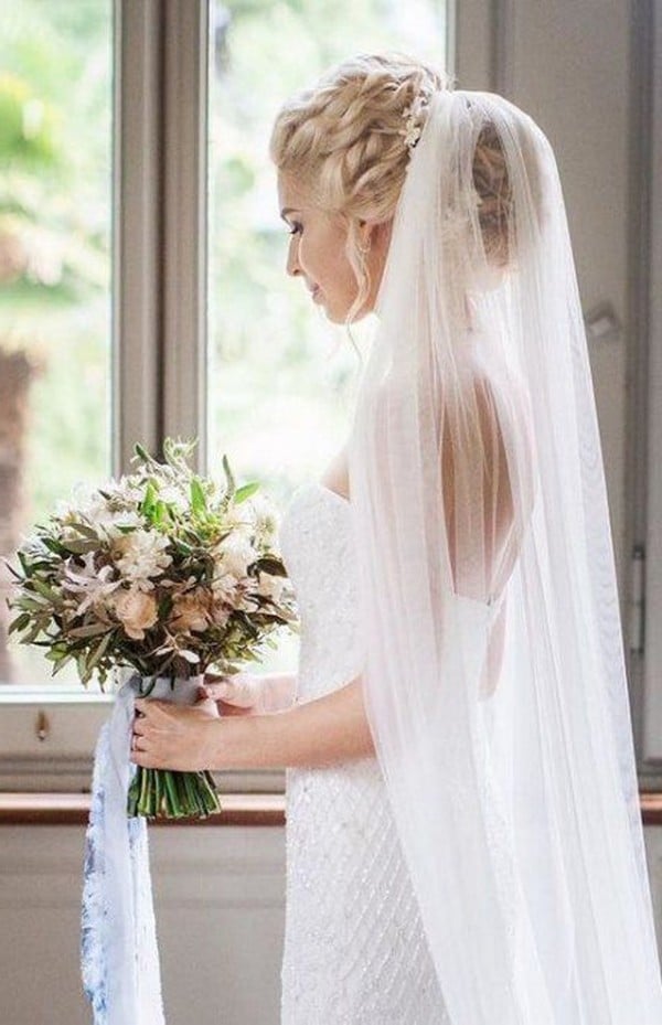 updo wedding hairstyle with veils