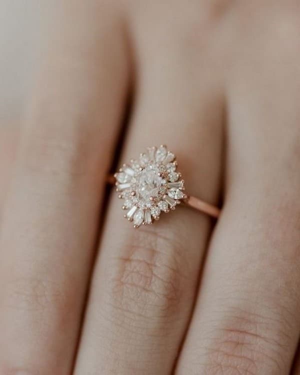 vintage diamond rose gold engagement ring