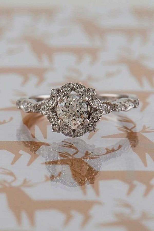 vintage round cut engagement ring