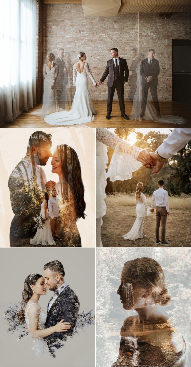 Romantic Double Exposure Wedding Photos Ideas #wedding #weddingphotos #weddingideas