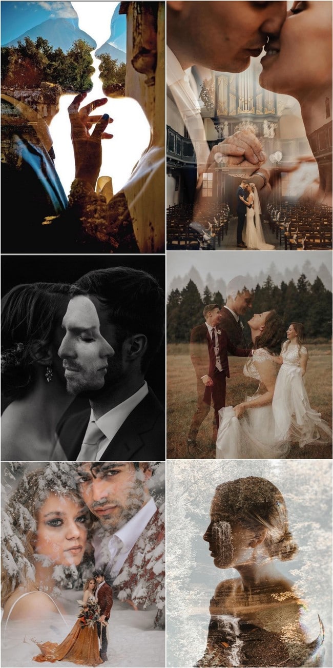 Romantic Double Exposure Wedding Photos Ideas #wedding #weddingphotos #weddingideas