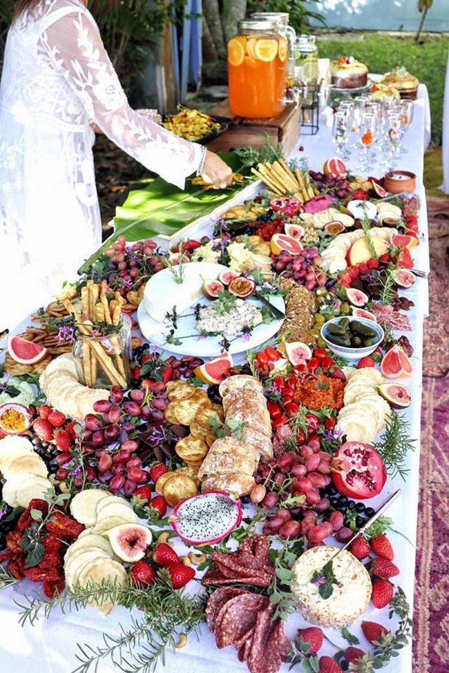 Wedding charcuterie table food ideas #wedding #weddingfoods #weddingideas