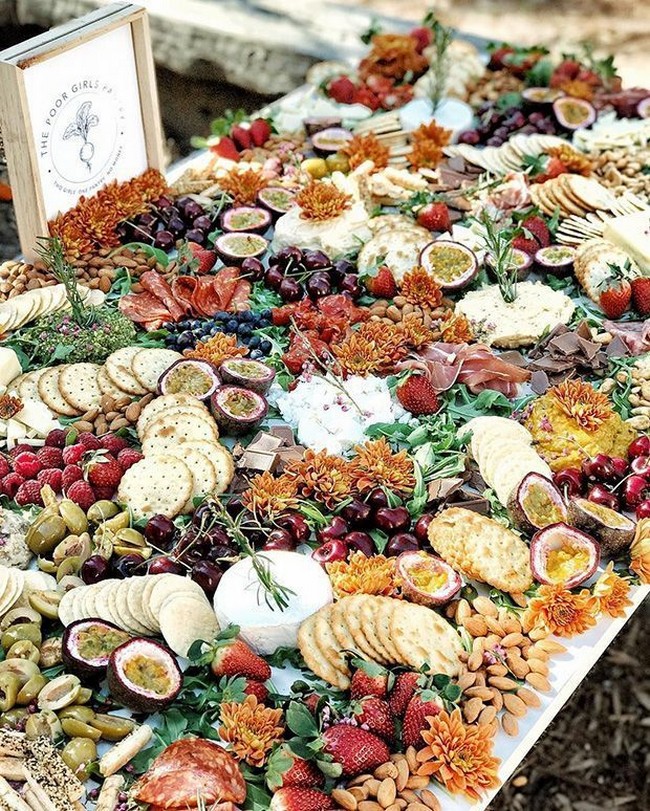 Wedding charcuterie table food ideas #wedding #weddingfoods #weddingideas
