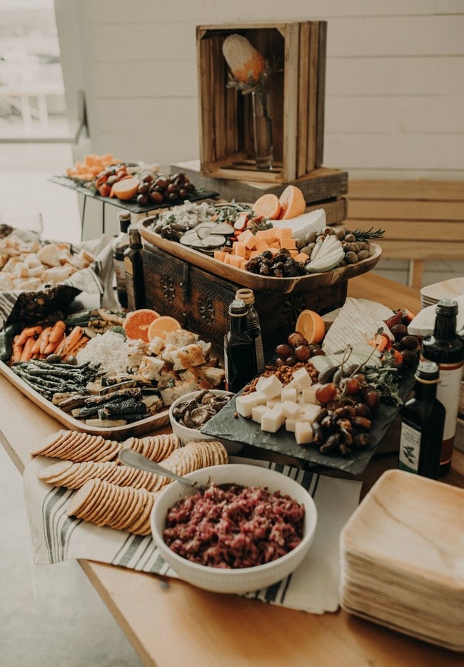 Wedding charcuterie table food ideas #wedding #weddingfoods #weddingideas