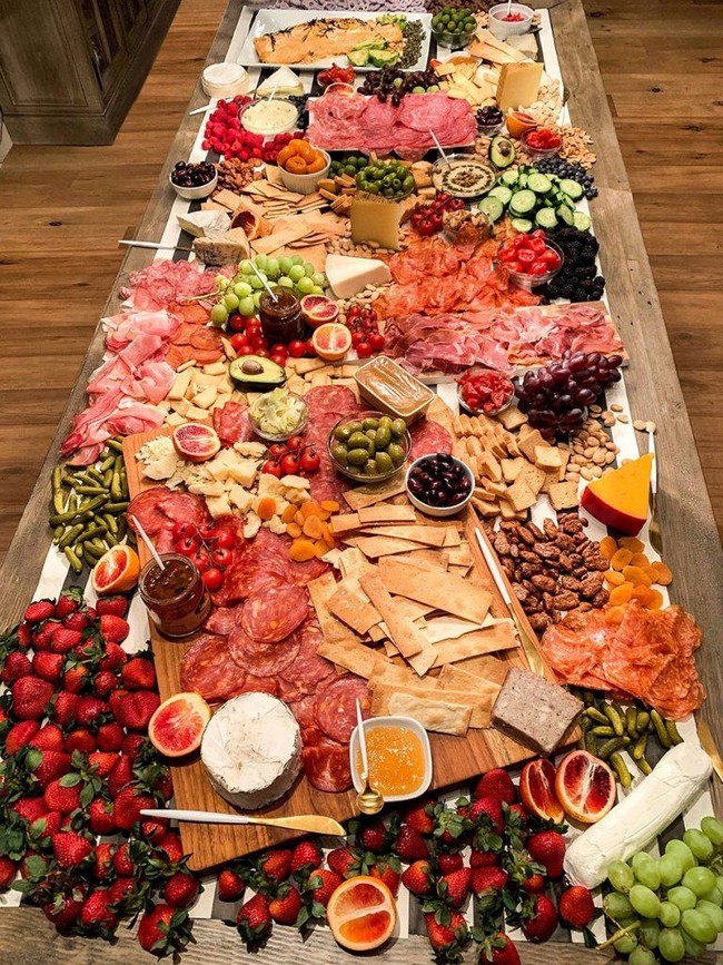 Wedding charcuterie table food ideas #wedding #weddingfoods #weddingideas