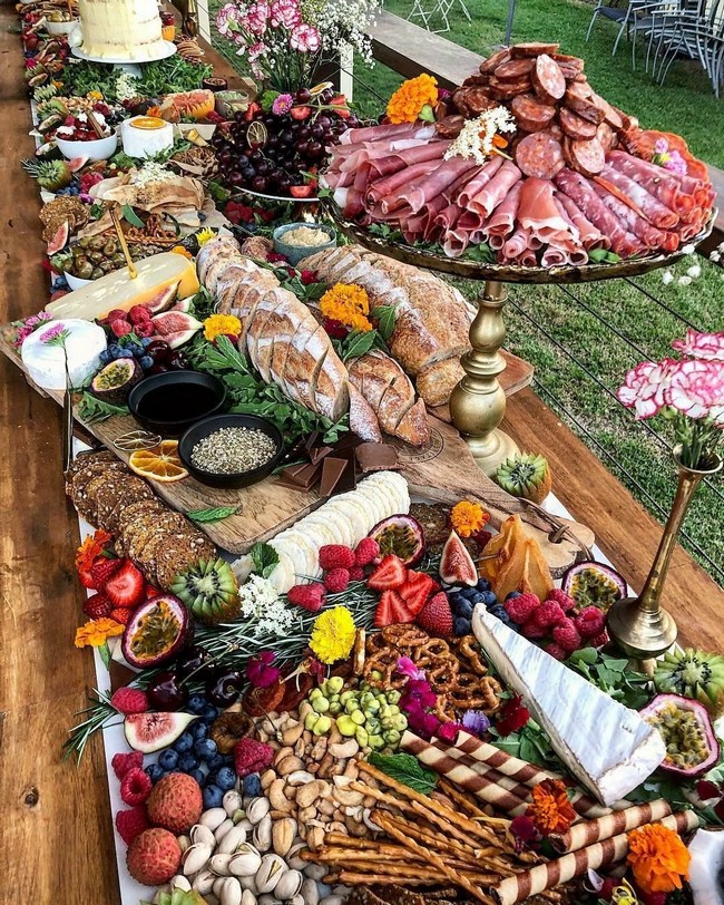 Wedding charcuterie table food ideas #wedding #weddingfoods #weddingideas