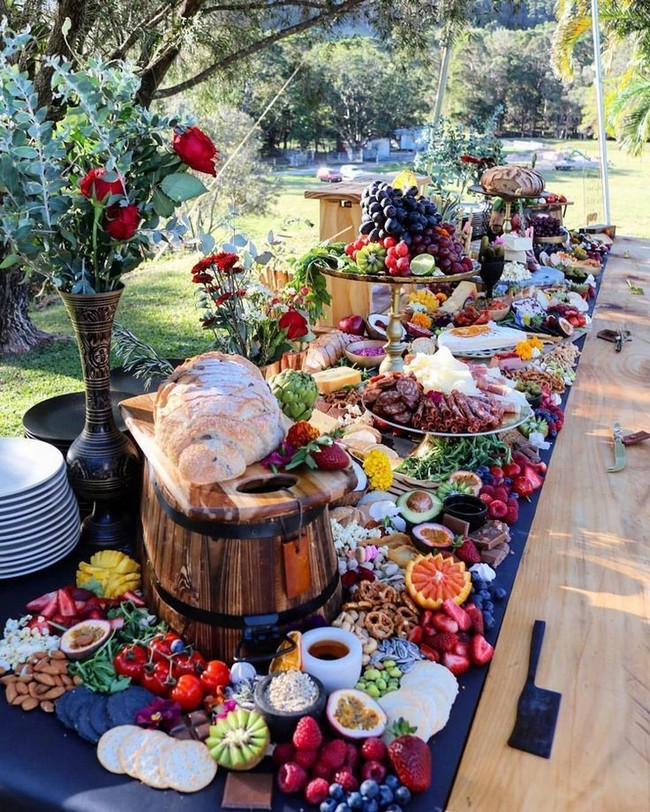 Wedding charcuterie table food ideas #wedding #weddingfoods #weddingideas