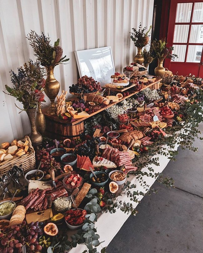 Wedding charcuterie table food ideas #wedding #weddingfoods #weddingideas