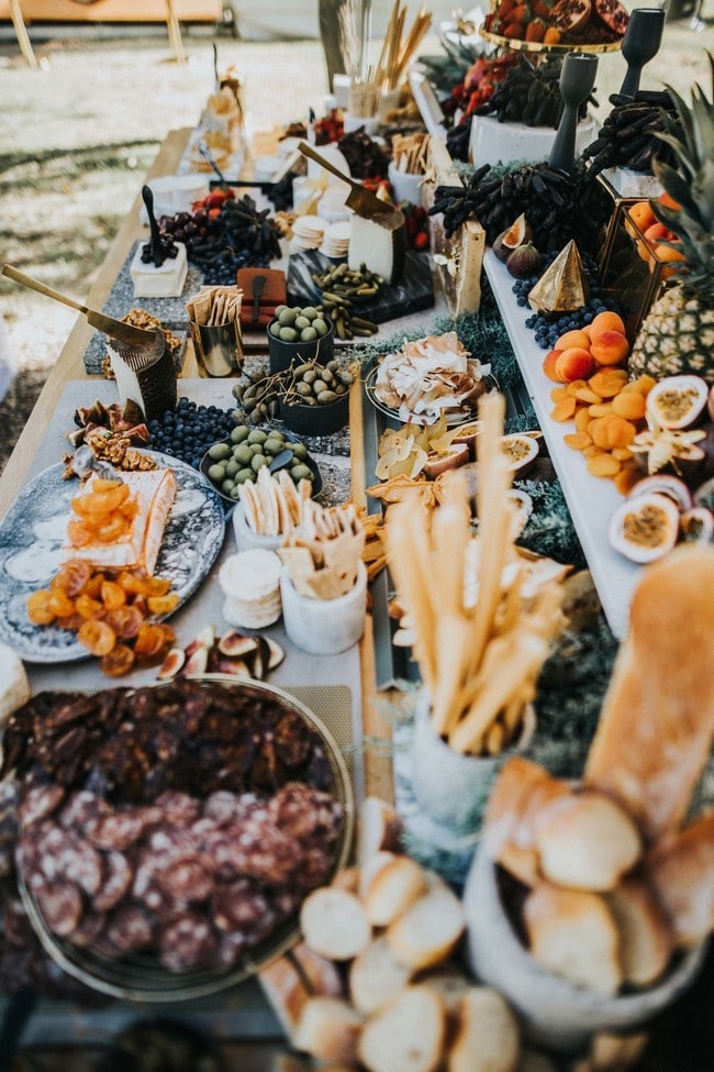 Wedding charcuterie table food ideas #wedding #weddingfoods #weddingideas