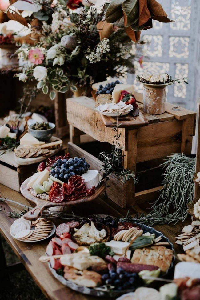 Wedding charcuterie table food ideas #wedding #weddingfoods #weddingideas