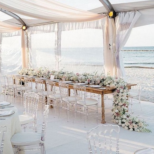 all white beach wedding reception ideas
