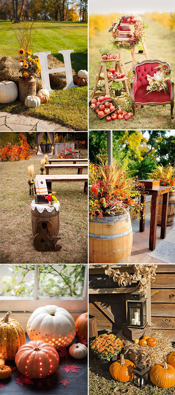 autumn and fall wedding reception and ceremony decor ideas