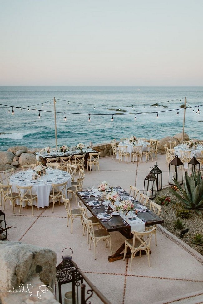 beach wedding reception table setting