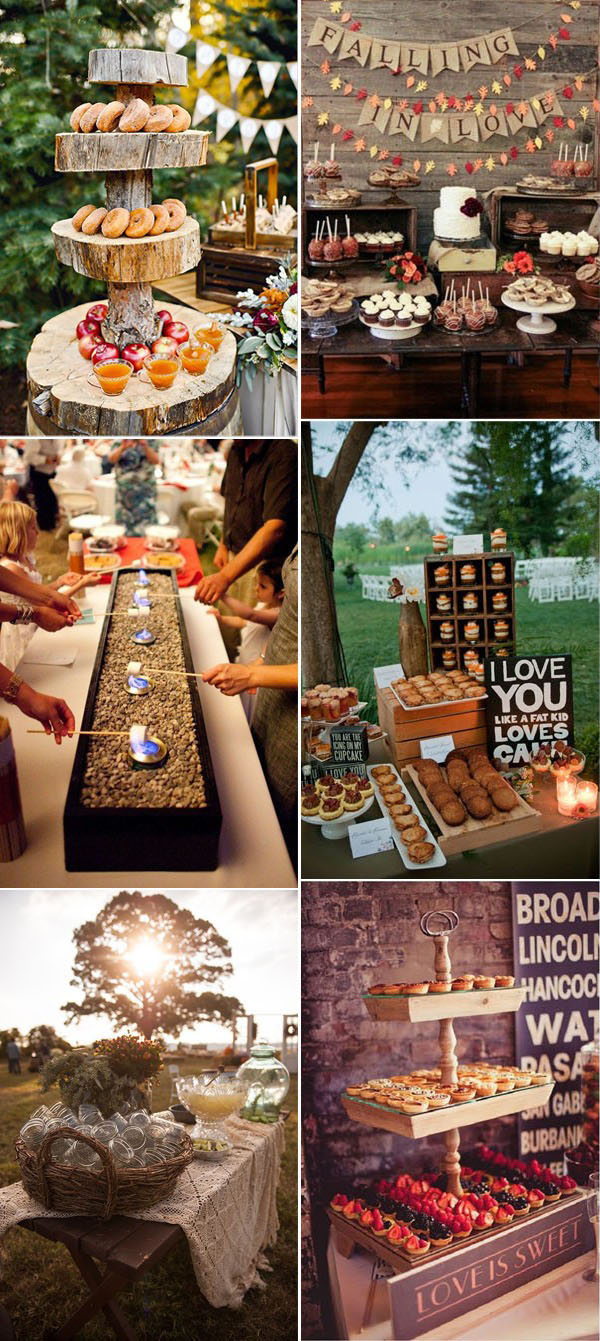 fall and autumn weddding dessert bar table display ideas