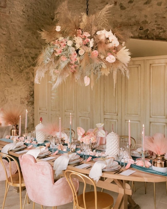 Bohemian Pampas Grass Wedding Ideas #bohoweddings #weddingideas #bohemian 