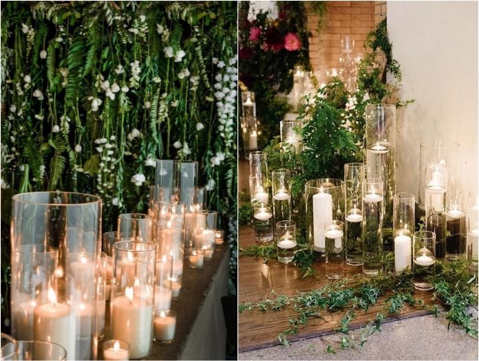Light wedding decoration with candles