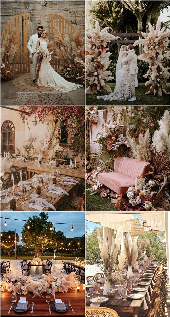 Bohemian Pampas Grass Wedding Ideas  #bohoweddings #weddingideas #bohemian 