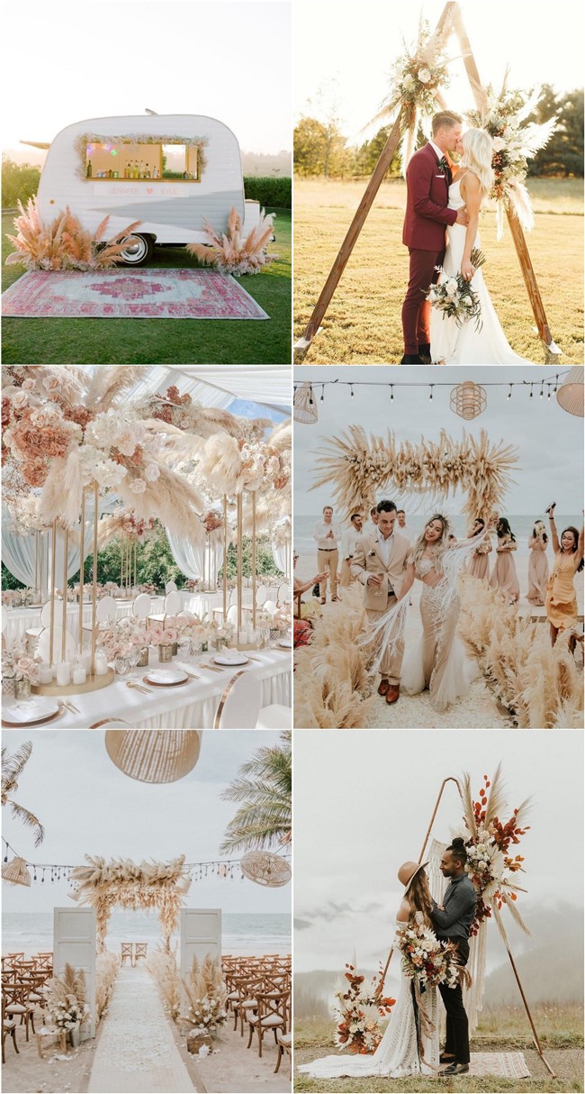 Bohemian Pampas Grass Wedding Ideas  #bohoweddings #weddingideas #bohemian 