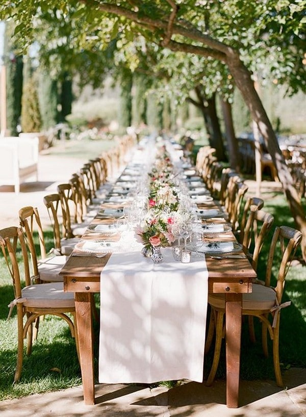 long table outdoor wedding reception ideas