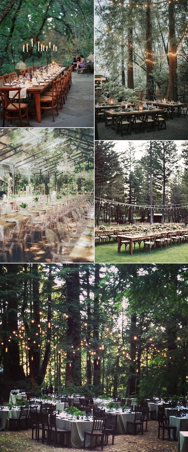 woodland forest wedding reception ideas with lights